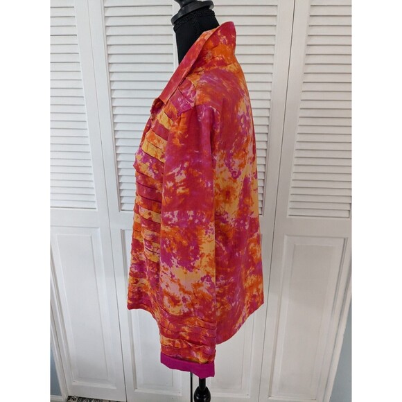 Life Style Top Women's L Vintage Strips Abstract Art Tie Dye Orange Pink Jacket - Picture 7 of 13